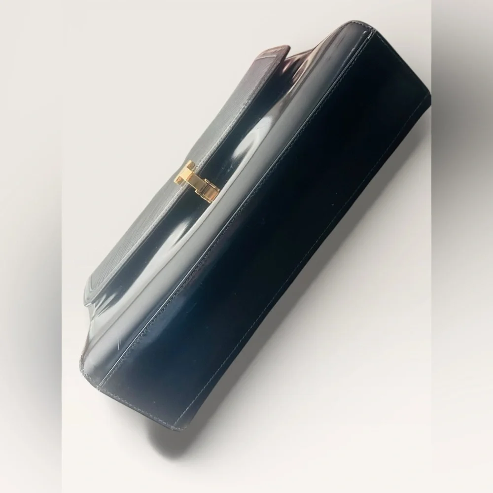 Tiffany & Co Vintage Classic Black Patent Leather Top Handle Bag Made in Italy